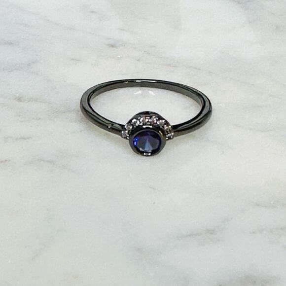 NWT Tanzanite Color & Diamond Evil Eye Ring - Picture 4 of 5